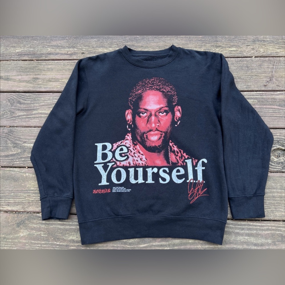RODMAN Apparel Be Yourself Pullover L/S Crew Neck Streetwear Sweatshirt|Size:S